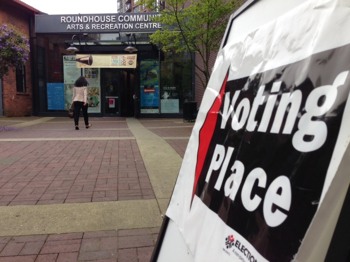 A voting station in Vancouver's West End neighbourhood.