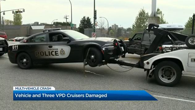 3 Vancouver police cruisers damaged in crash involving stolen vehicle ...
