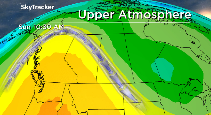 Upper ridge returns and builds back the heat and sunshine later this weekend.