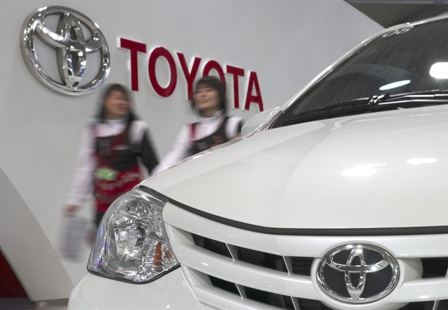 The logo of Toyota Motor Corp. is seen at its showroom in Tokyo, Wednesday, May 10, 2017.