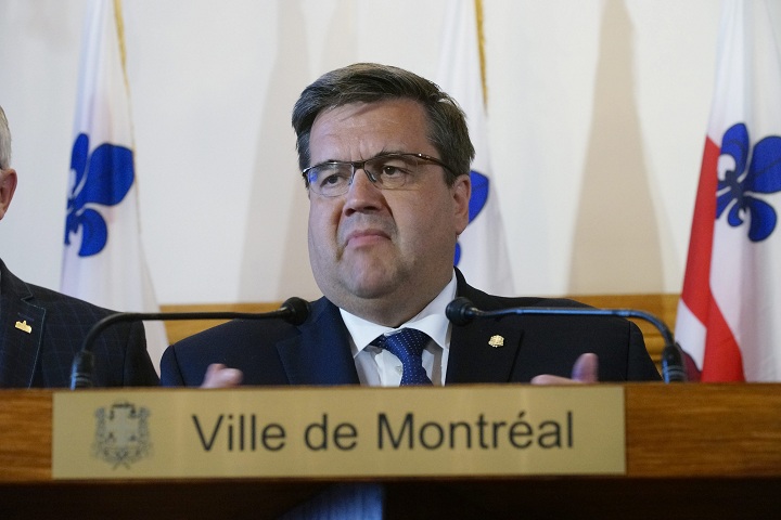 Mayor of Montreal Denis Coderre at a press conference in Montreal, Que. on Monday, May 29, 2017. In his opening address to the Metropolis World Congress in Montreal Tuesday morning, Coderre criticized U.S. President Donald Trump's decision to withdraw the United States from the Paris climate agreement. Tuesday, June 20, 2017.