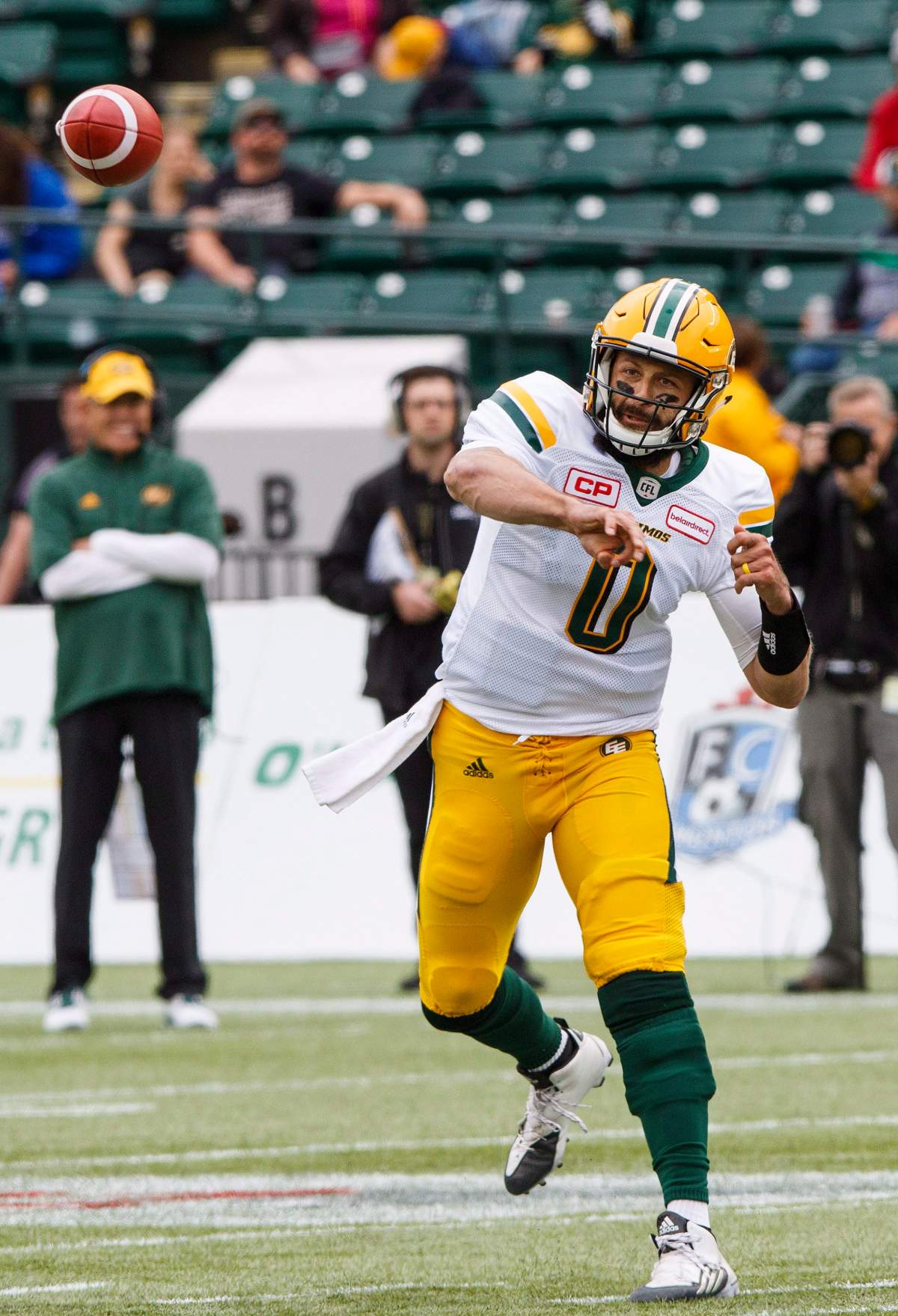 Edmonton Eskimos quarterback Mike Reilly during first half CFL pre-season action in Edmonton, Alta., on Sunday June 11, 2017. THE CANADIAN PRESS/Amber Bracken