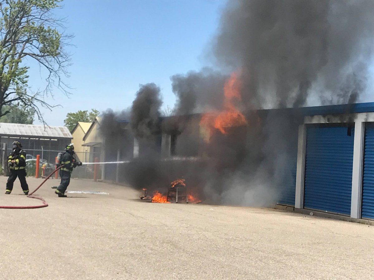 Firefighters put out a fire at a Woodstock storage facility. 