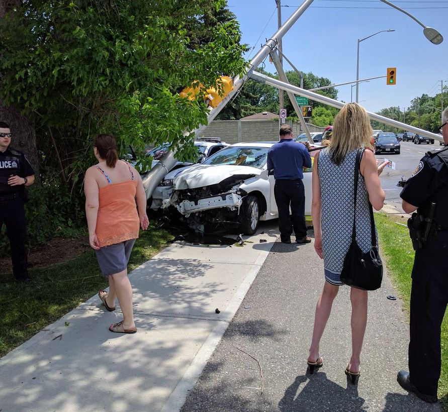 Two adults were taken to hospital with non-life threatening injuries following a crash on Adelaide Street at Glenora Drive on June 12, 2017.