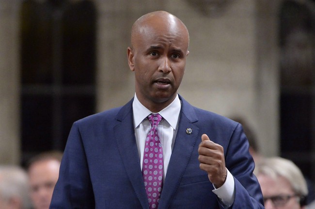 Minister of Immigration, Refugees and Citizenship Ahmed Hussen responds to a question during question period in the House of Commons on Parliament Hill in Ottawa on Wednesday, May 31, 2017.