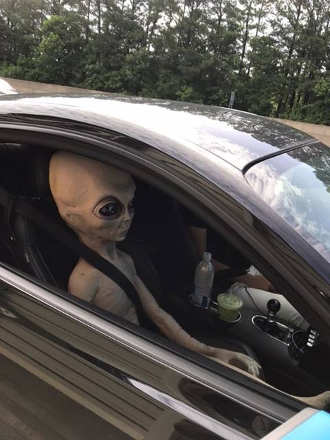 An alien doll that was spotted in a car in Alpharetta, Ga. on June 25, 2017.
