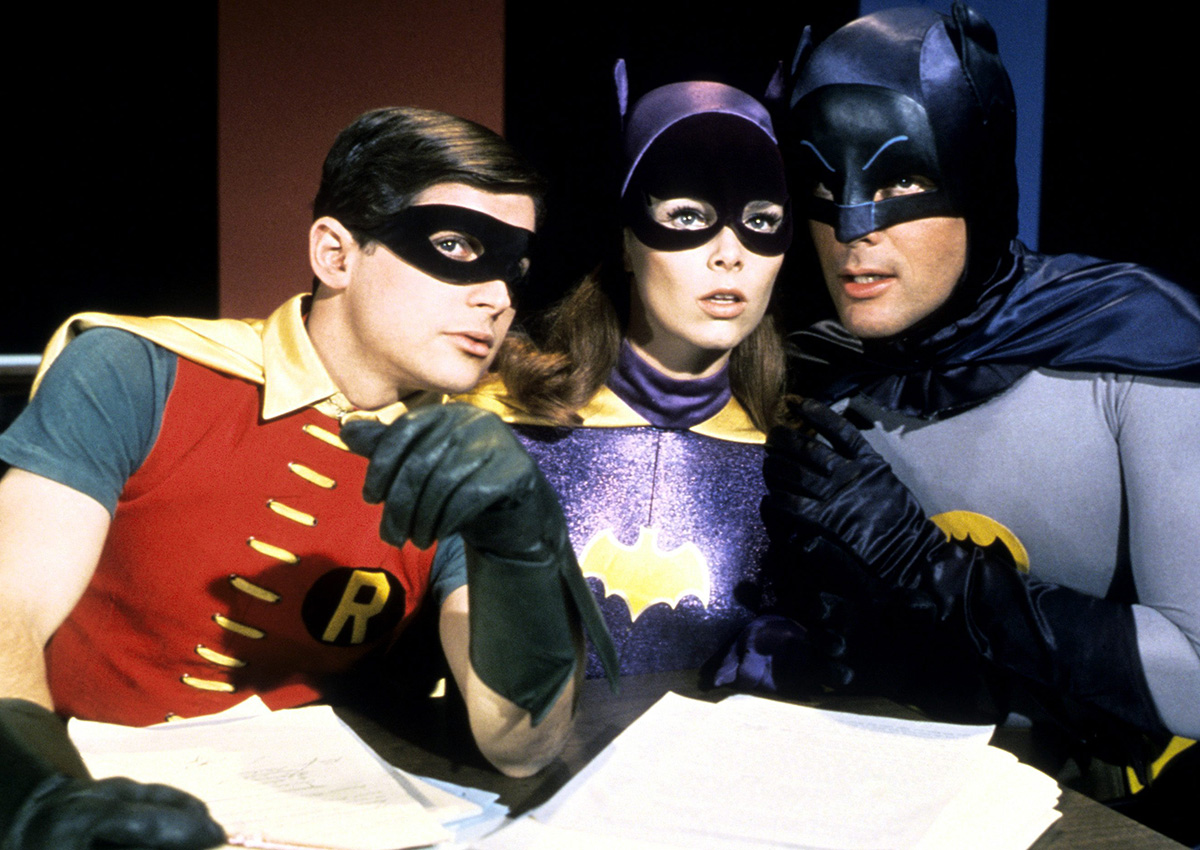 Burt Ward as Robin, Yvonne Craig as Batgirl and Adam West as Batman.