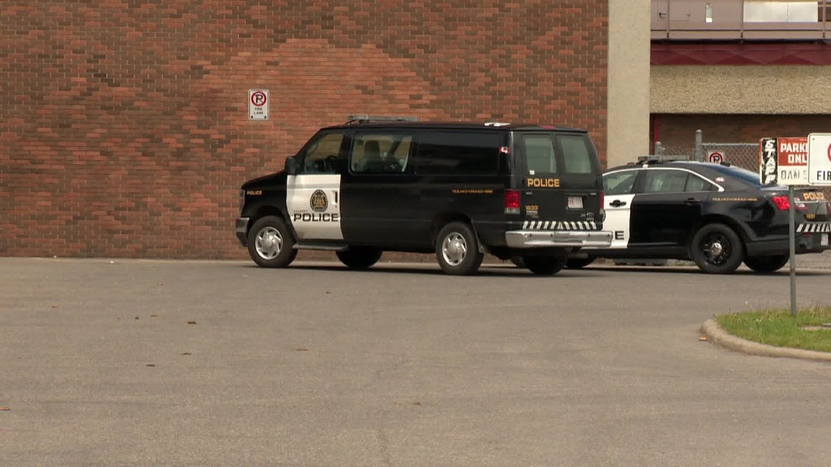 Calgary police investigate incident at Lord Beaverbrook High School Friday. 