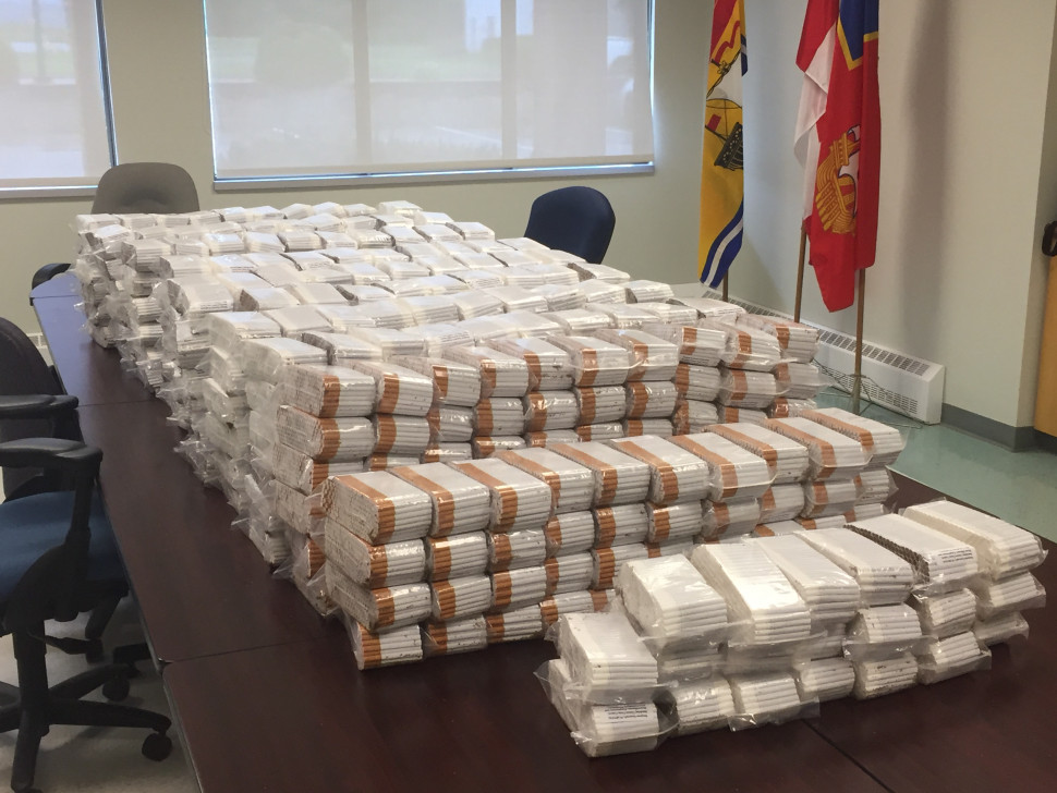 New Brunswick RCMP seized 270,000 illegal cigarettes from a vehicle on June 17, 2017.