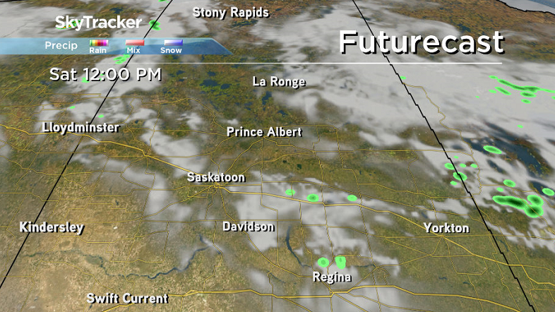 Clouds start to clear out across central Saskatchewan Canada Day afternoon.