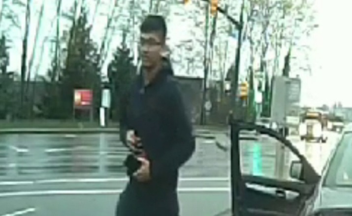 Police are looking for a young man who allegedly used pepper spray on another driver.