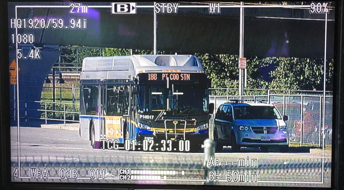 A bus stopped in the Coquitlam Centre bus loop on Friday.