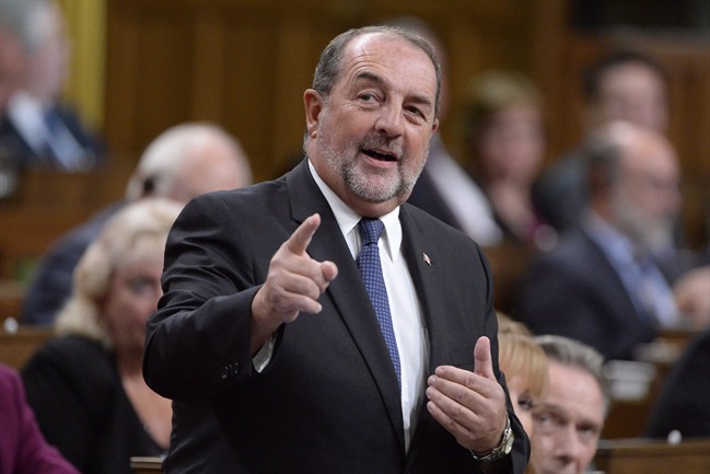 Former Conservative MP Denis Lebel asks a question during Question Period in the House of Commons in Ottawa on Monday, Oct.3, 2016.