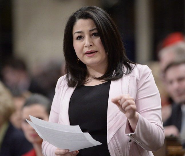 Minister of Status of Women Maryam Monsef — seen here in this file photo — is being asked to suspend her election campaign to focus on Canada's response to the refugee crisis in Afghanistan.