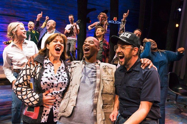 Performers are seen on stage performing in the musical "Come from Away" in an undated handout photo. Canadian musical "Come From Away" will be making several stops across the country as part of its North American tour beginning next year.