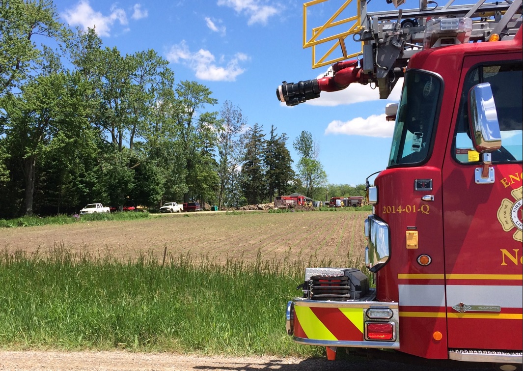 Thick smoke billowing from a demolished home prompted fire response to a property on Creamery Rd. just outside of London on June 7th, 2017.