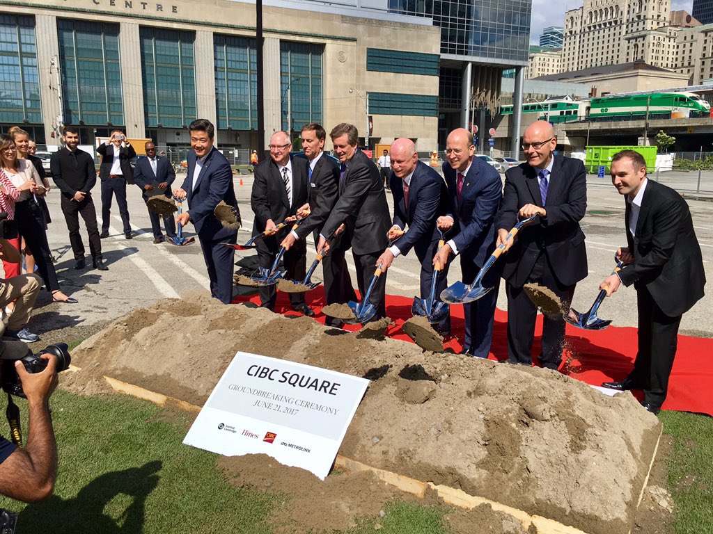 Officials attend a groundbreaking ceremony at CIBC Square in downtown Toronto on June 21, 2017.