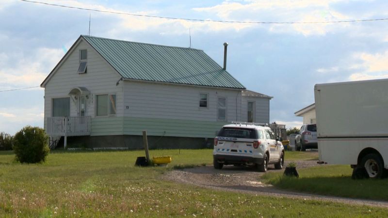 RCMP respond to a residence near Delacour, Alta., on Thursday, June 1, 2017 after a three-year-old boy was pulled from a swimming pool. 