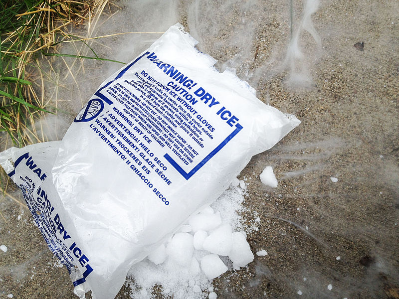 Dry ice is allowed in some circumstances.