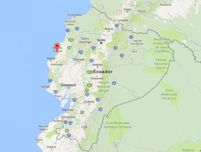 Map showing the approximate location of the epicentre of the earthquake.