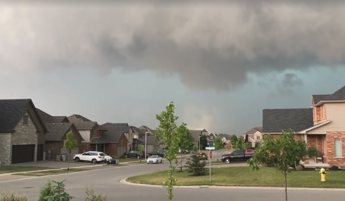 A screen shot of a video of the storm in Ilderton on Saturday, June 17, 2017 posted by Nick Donaldson.