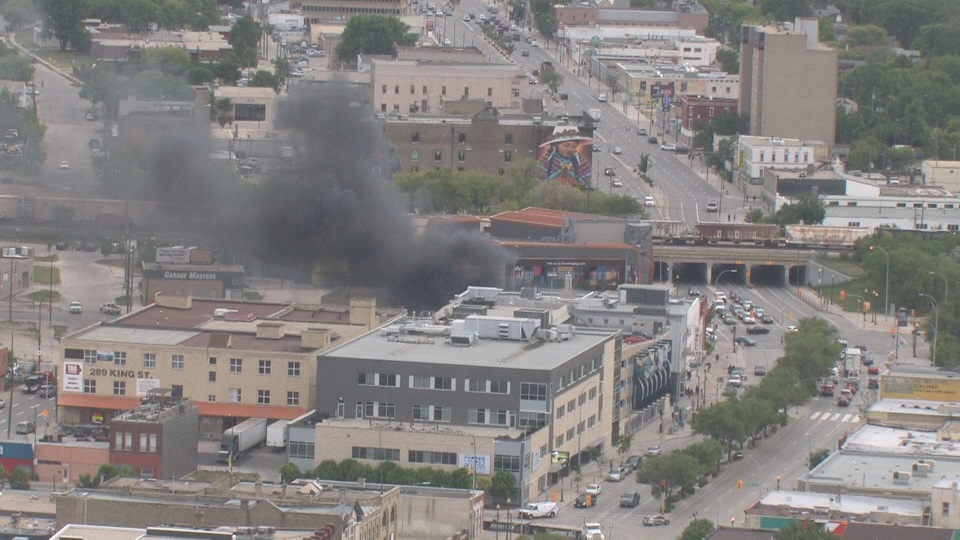 Fire crews are busy battling a blaze in Winnipeg Tuesday morning.