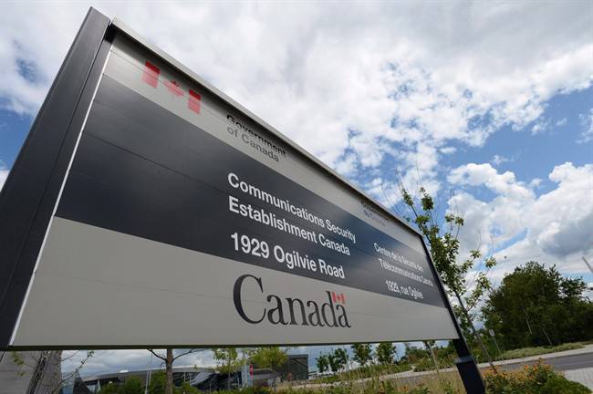 A sign for the Government of Canada's Communications Security Establishment (CSE) is seen outside their headquarters in the east end of Ottawa on July 23, 2015. 