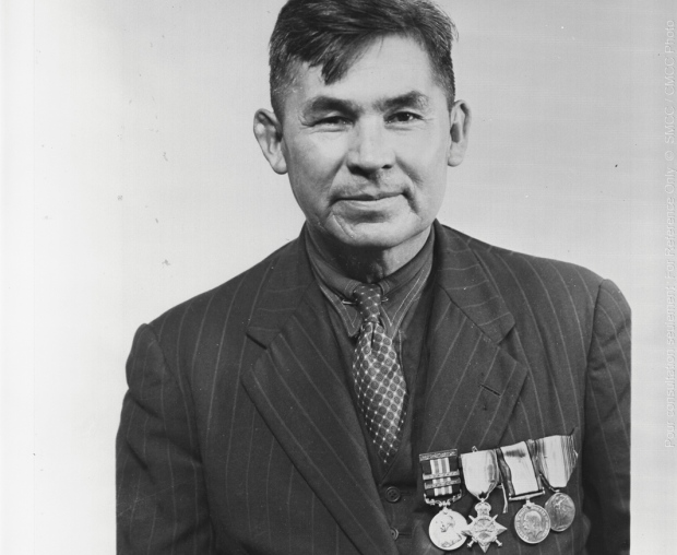 Francis Pegahmagabow pictured in Ottawa in 1945.