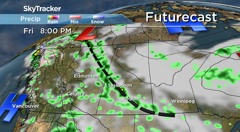 A trough swinging through on Friday will kick up a good chance of afternoon and evening thunderstorms.