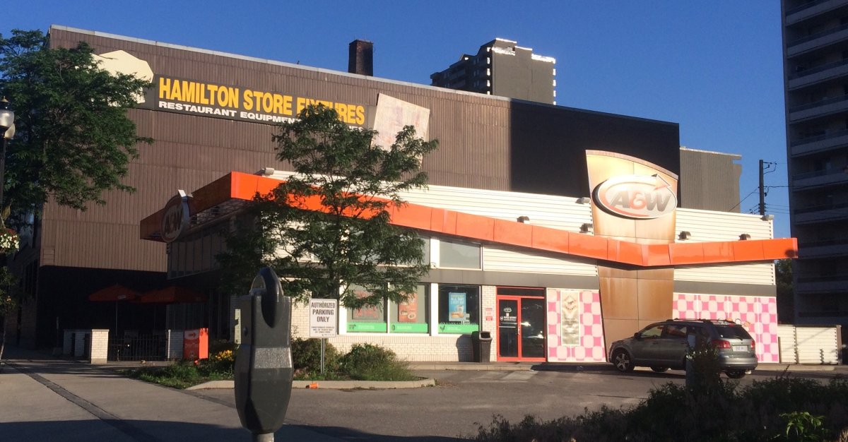 Hamilton police were called to the A&W on King Street West just after midnight on Saturday.
