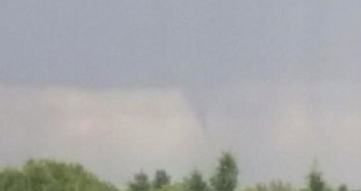 A funnel cloud is seen south of Edmonton on Wednesday evening.