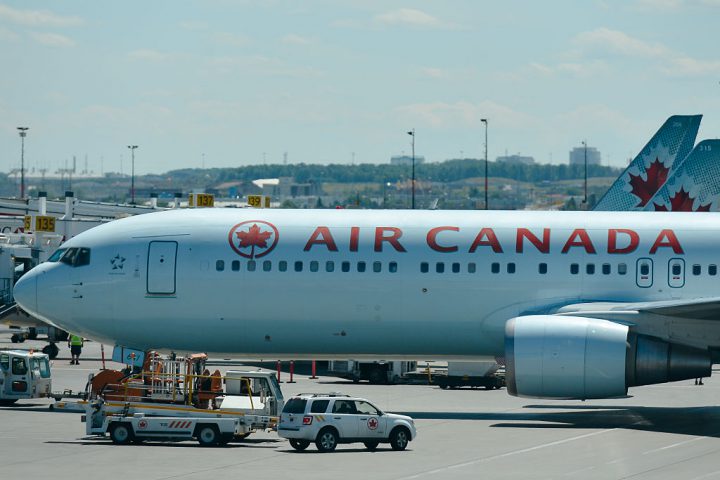 A view of Air Canada planes at Toronto Pearson International Airport.