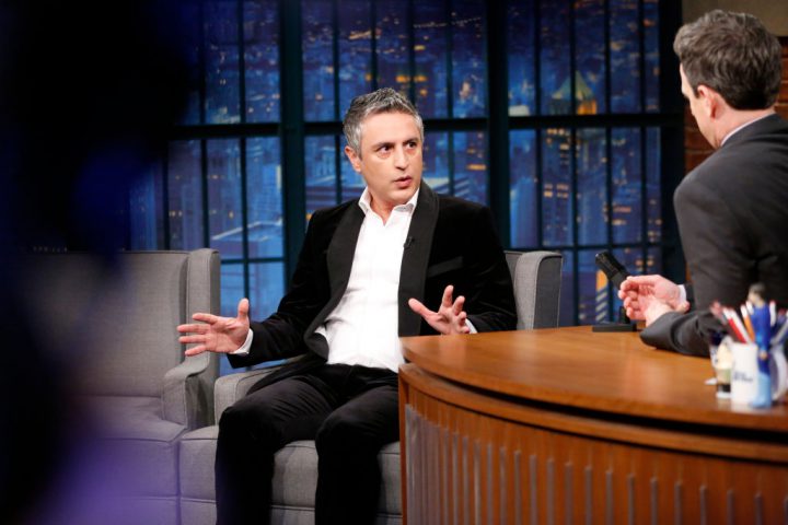 Reza Aslan during an interview with host Seth Meyers on Feb. 28.