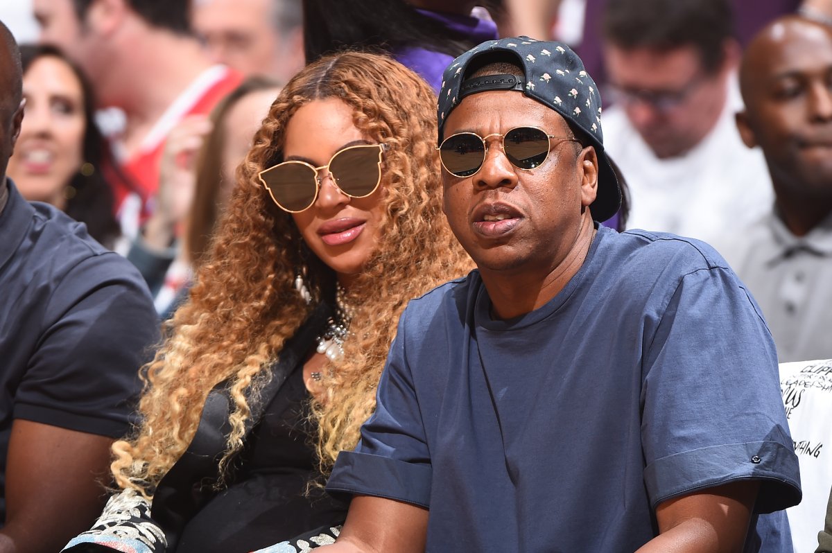 Beyoncé and Jay-Z attend  Game Seven of the Western Conference Quarterfinals of the 2017 NBA Playoffs on April 30, 2017 at STAPLES Center in Los Angeles, California.