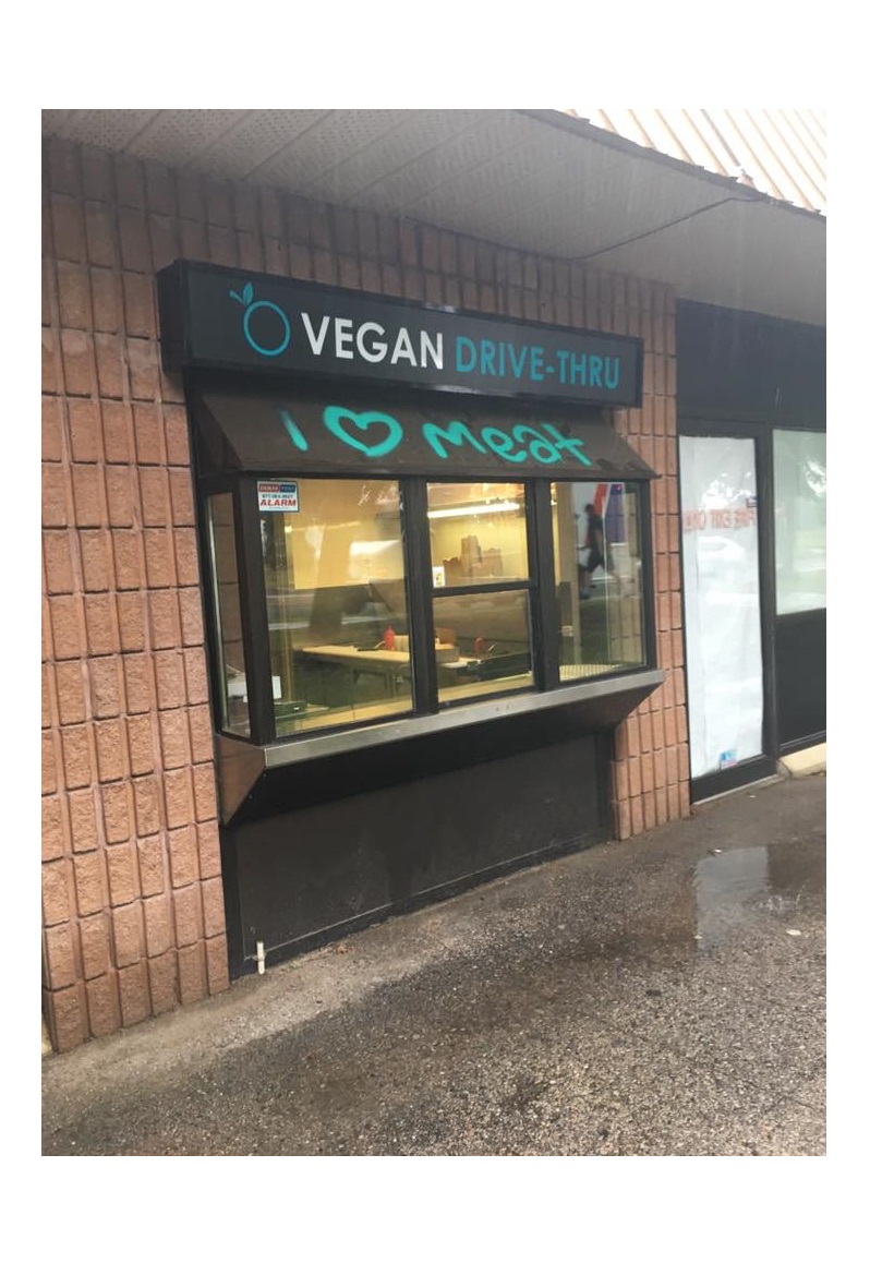 London's Globally Local, a vegan restaurant, was vandalized with graffiti sometime between Thursday, June 22 and Friday, June 23. 