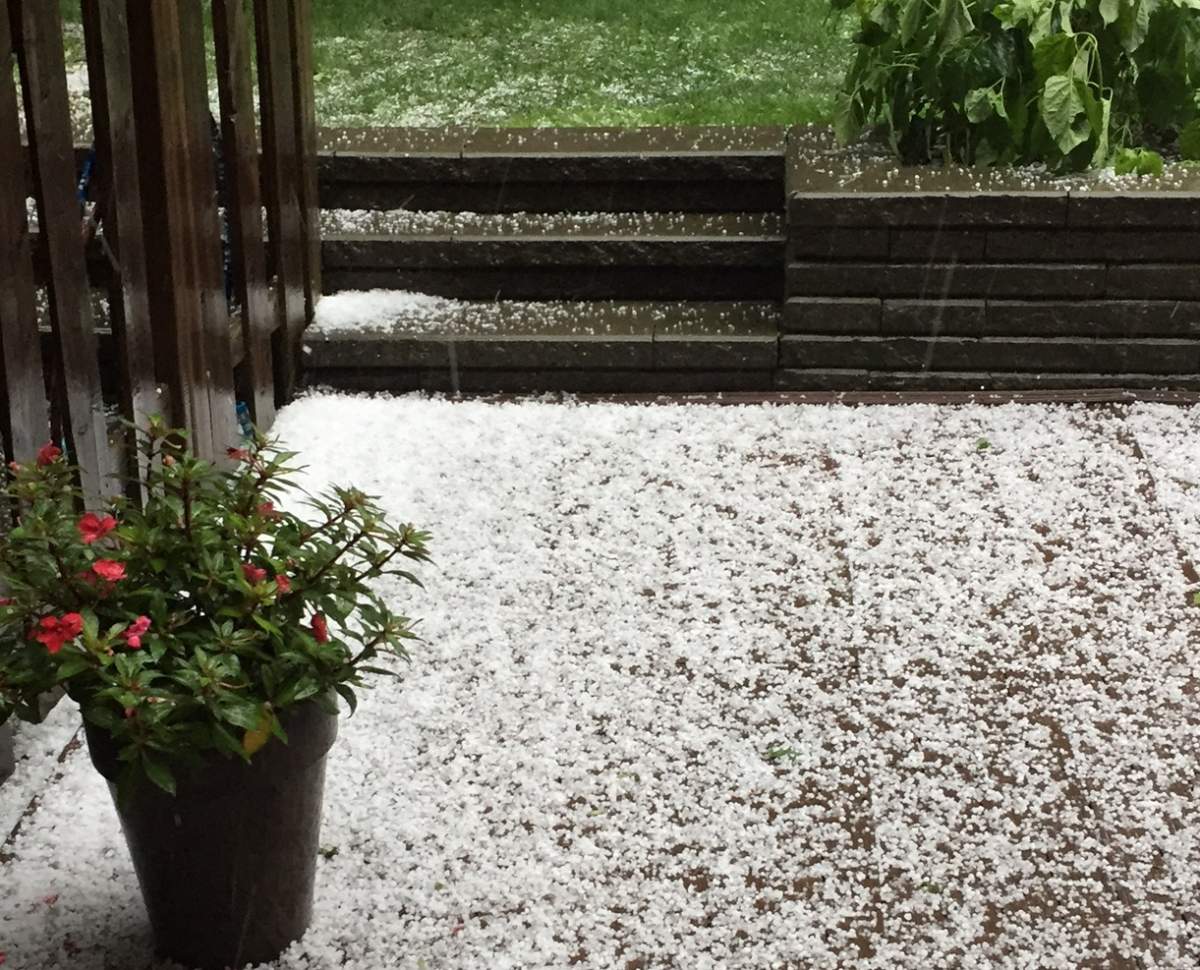 Hail and heavy rain hit Montreal's south shore, Tuesday, June 27, 2017.