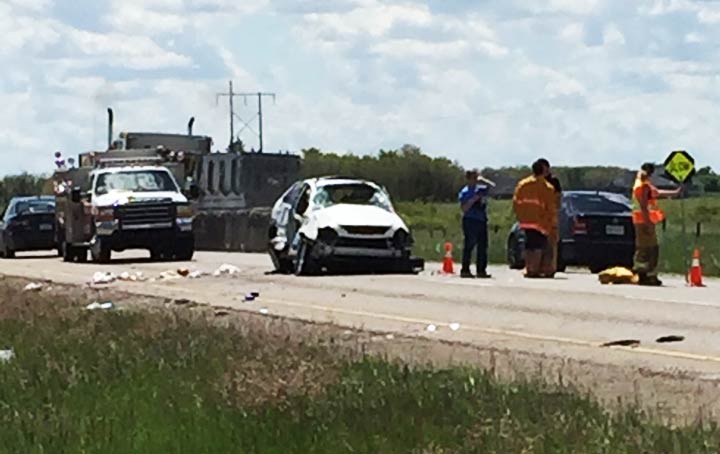 Saskatoon RCMP say a southbound Lexus collided with a Dodge Dakota and then rolled several times before coming to a rest on Highway 11.