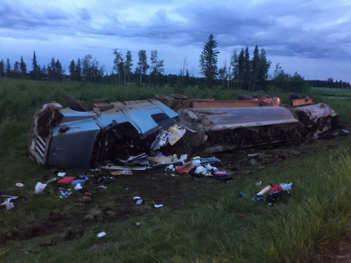 The RCMP said a hazmat response team and Alberta Environment have been called in to clean up 11,000 litres of oil that spilled into a ditch south of Boyle, Alta., when a semi-truck rolled over on Highway 63 Saturday night.