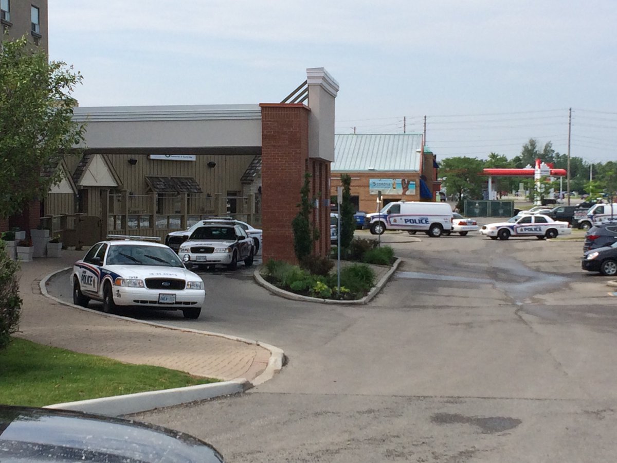 Several police officers attend the Holiday Inn in south London. June 17, 2017.