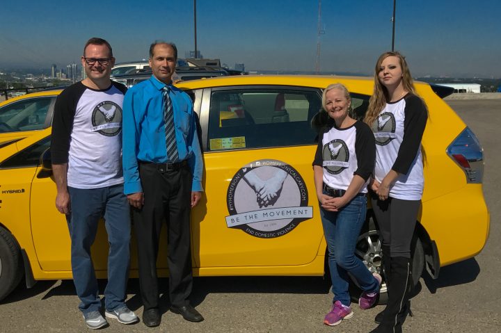 HomeFront and Checker Cabs launch the "Be the Movement" awareness campaign in Calgary.