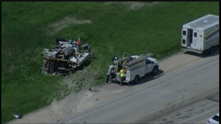 One of the vehicles involved in the collision was a Bell MTS service truck.