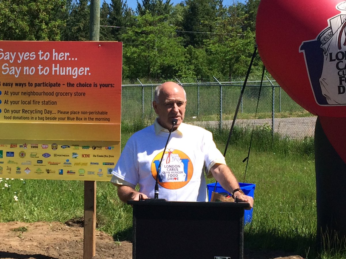 London Food Bank co-executive director Glen Pearson at the launch of the 21st annual 'London Cares Curb Hunger Food Drive' on Wed., June 6, 2017.