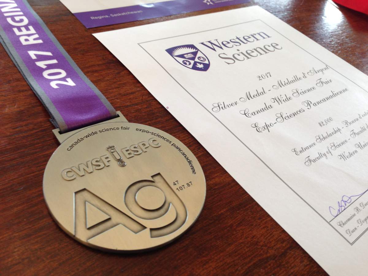 Stella Bowles received a silver medal in the Canada-wide science fair after she tested bacteria levels in the LaHave River.