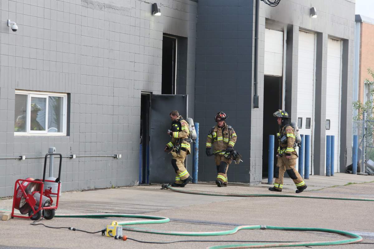 Edmonton Fire Rescue crews responded to a fire at Perfection Auto Body at 15802 – 111 Ave. in west Edmonton Thursday morning. June 8, 2017.