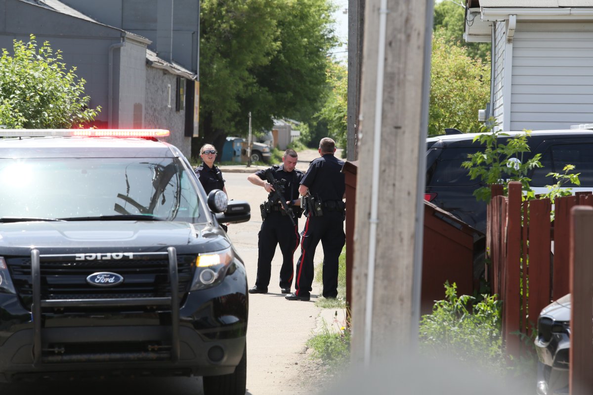 Police searching for a male suspect after a report of shots fired in the area of 118 Avenue and 127 Street, at 11:50 a.m. June 8, 2017.
