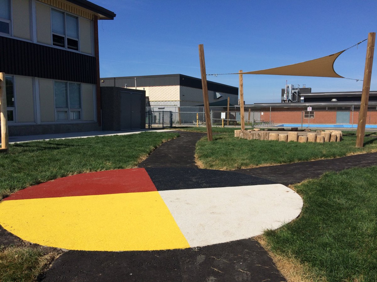 Part of the new Indigenous-inspired playground unveiled at C.C. Carrothers public school in London on Friday, June 16, 2017.