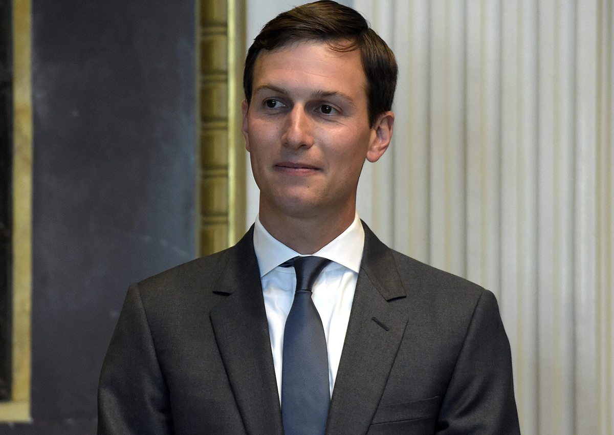 In this June 19, 2017, file photo White House senior adviser Jared Kushner listens during a meeting in the Indian Treat Room of the Eisenhower Executive Office Building on the White House complex in Washington. 