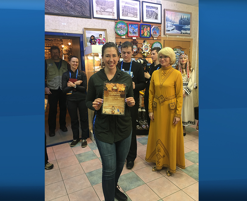 Jill Officer becoming an honourary citizen in Siberia.