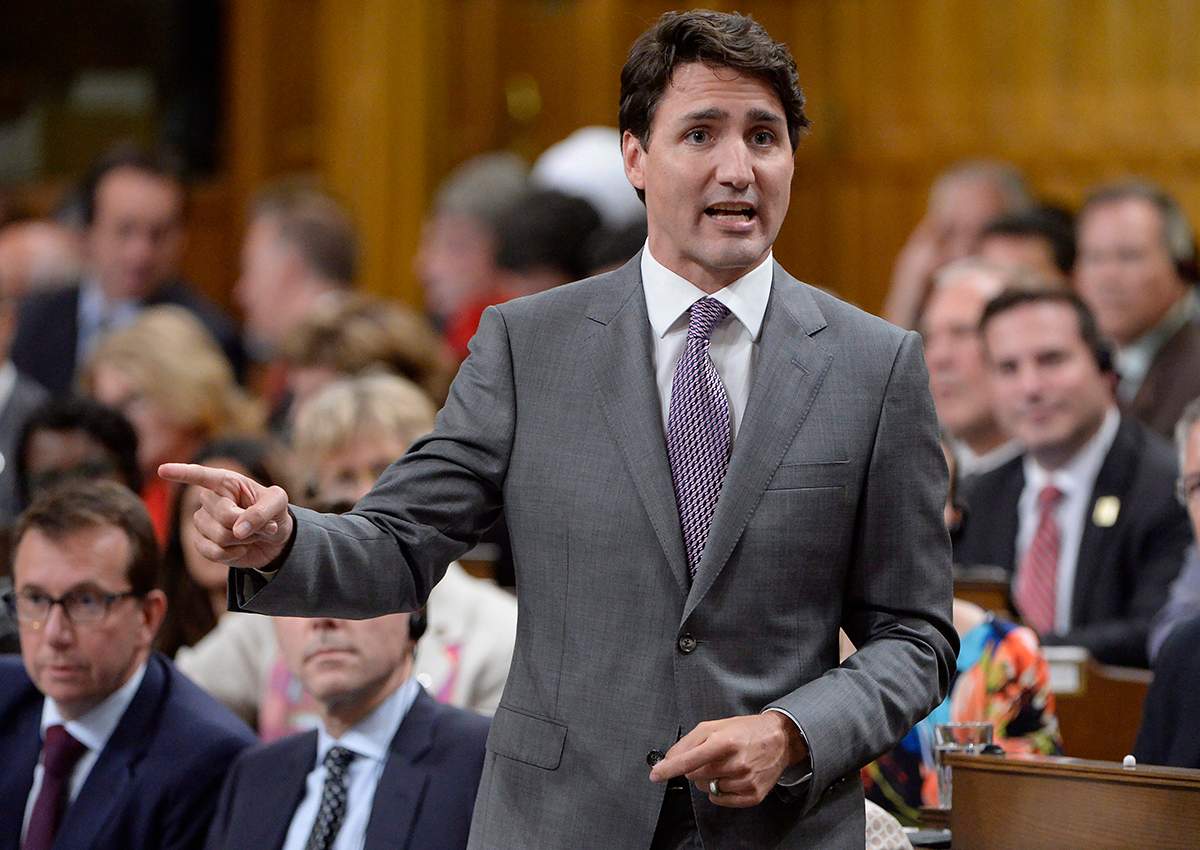 Prime Minister Justin Trudeau rises during question period in the House of Commons on Parliament Hill in Ottawa on Tuesday, June 20, 2017. 