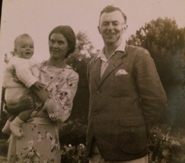 Una and John Philip Shingler with their son, John David, in Port Elizabeth, South Africa in 1937.